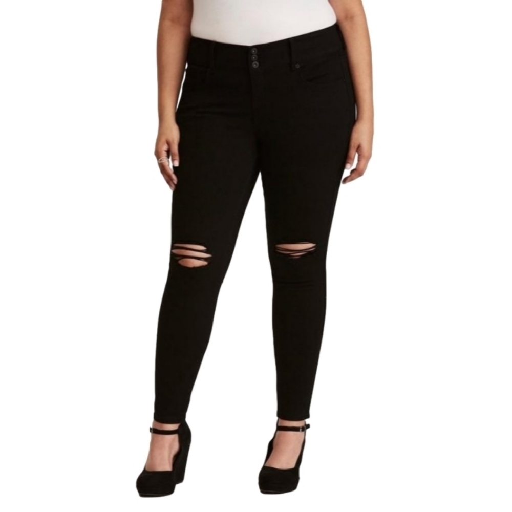 Torrid Premium Stretch Distressed Black Wash Jegging - Women's